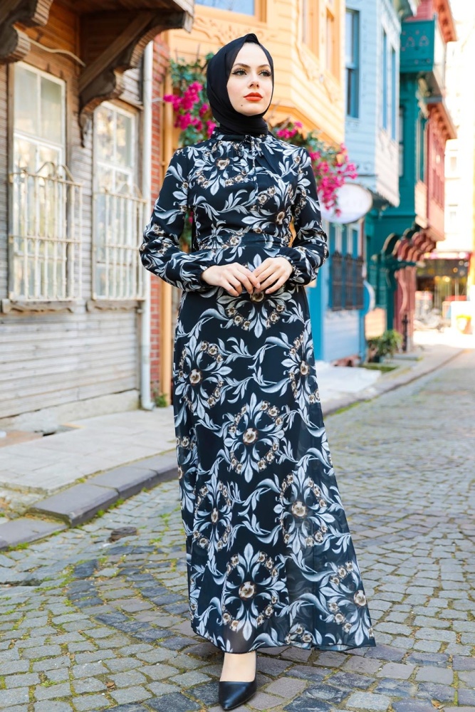 Neva Style Robe Hijab Noire 2923S Tesetturisland