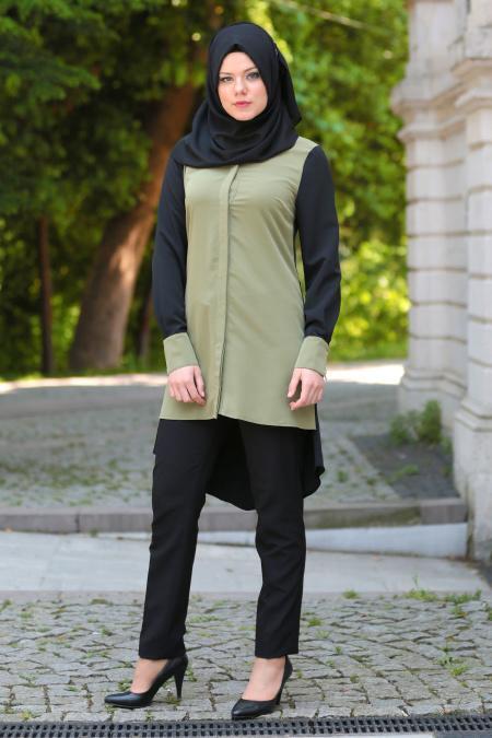 Aşiyan - Arkası Uzun Yeşil Tesettür Tunik 2181Y