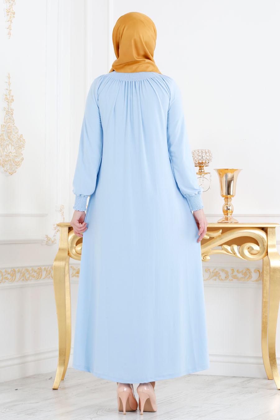 B b  Bleu Nayla Collection Abaya  Turque 5220BM 