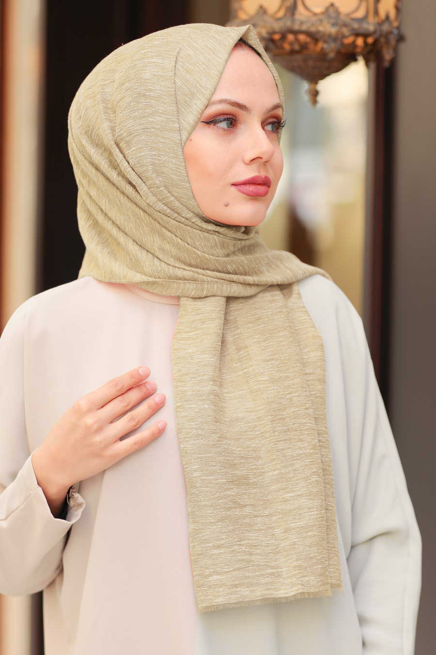 Beige Hijab Shawl 4695BEJ