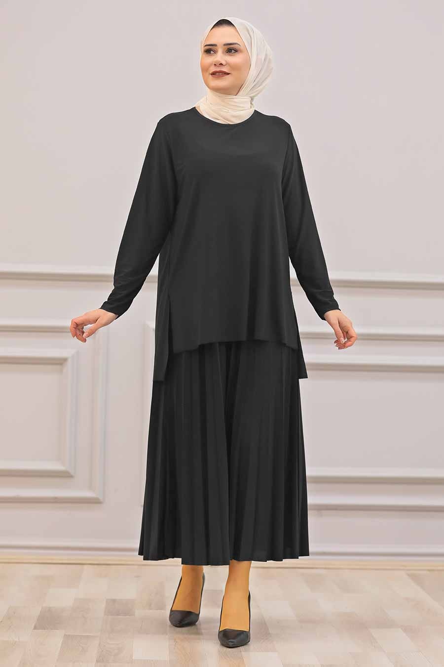 Black Hijab Dual Suit Dress 41241S - Neva-style.com