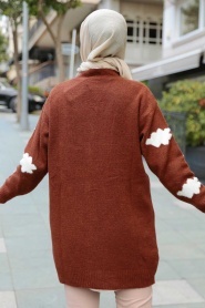 Brown Hijab Knitwear Cardigan 8002KH - Thumbnail