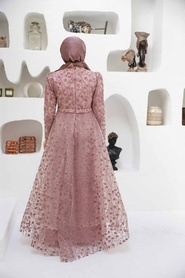 Neva Style - Dusty Rose Turkish Hijab Wedding Dress 22510GK - Thumbnail