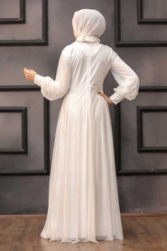 Neva Style - Plus Size Ecru Muslim Prom Dress 50151E - Thumbnail