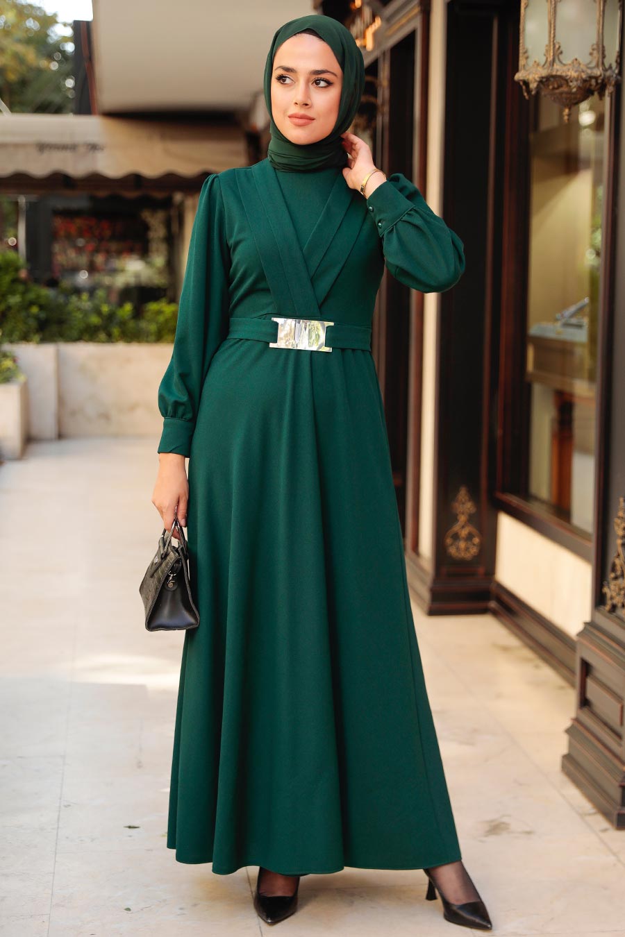 Emerald Green Hijab Dress 5806ZY - Neva-style.com