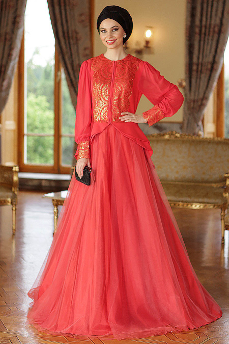 coral color evening dresses