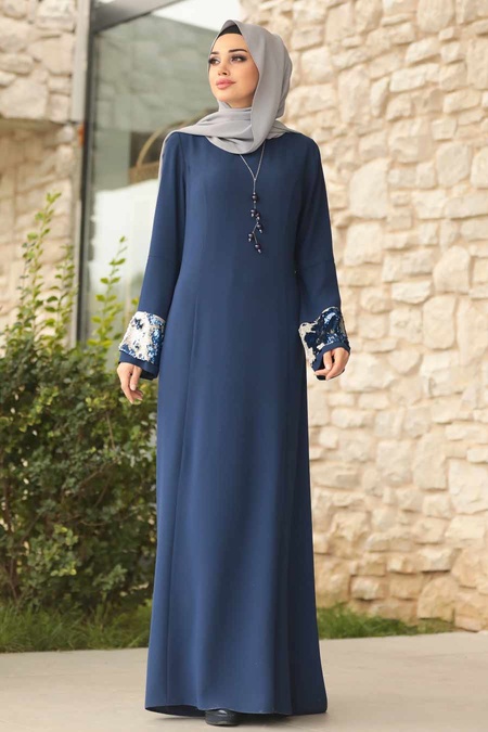 Hijab Evening Dress - Navy Blue Hijab Evening Dress 38960L ...