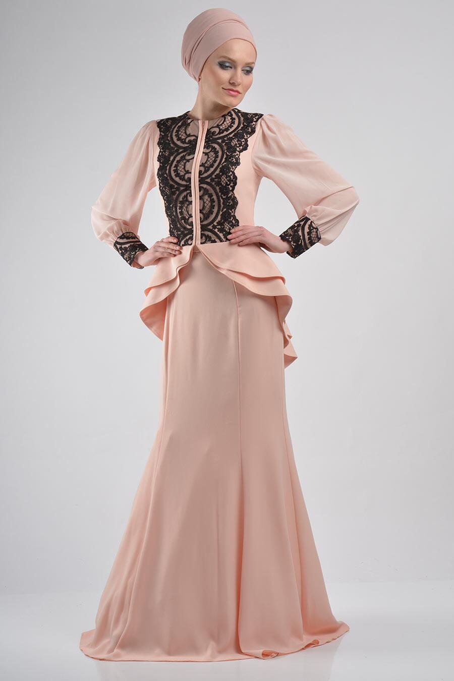 Hijab Evening Dress - Powder Pink Hijab Evening Dress 9003PD ...