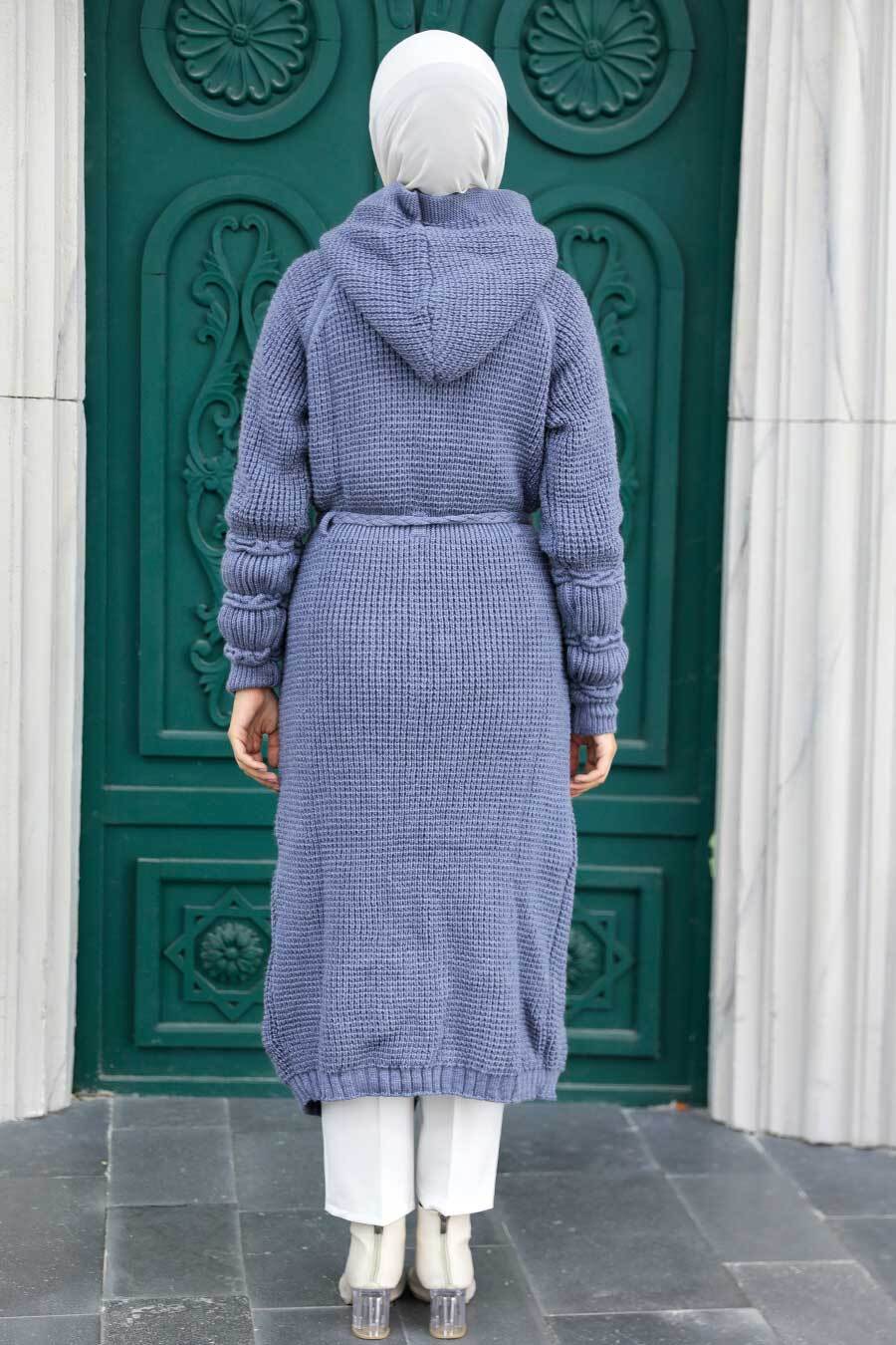 İndigo Blue Hijab Knitwear Cardigan 70170IM