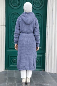 İndigo Blue Hijab Knitwear Cardigan 70170IM - Thumbnail