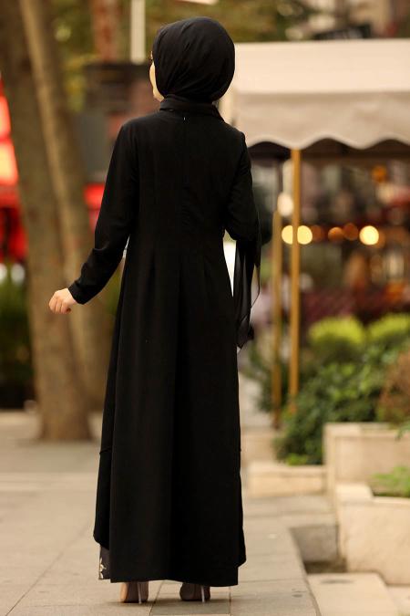 Nayla Collection - Black Hijab Dress 100387S - Tesetturisland.com