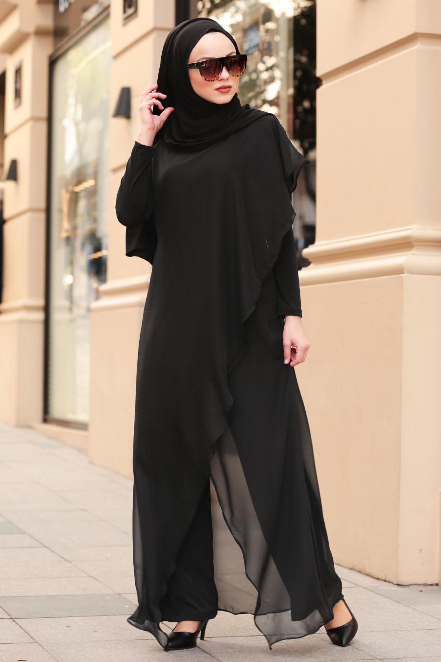 Nayla Collection - Black Hijab Jumpsuit 1045S - Tesetturisland.com