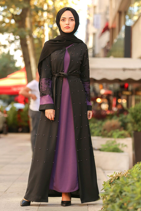 Nayla Collection - Purple Hijab Abaya 100231MOR- Tesetturisland.com