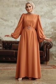 Neva Style - Biscuit Hijab Turkish Dress 5866BS - Thumbnail