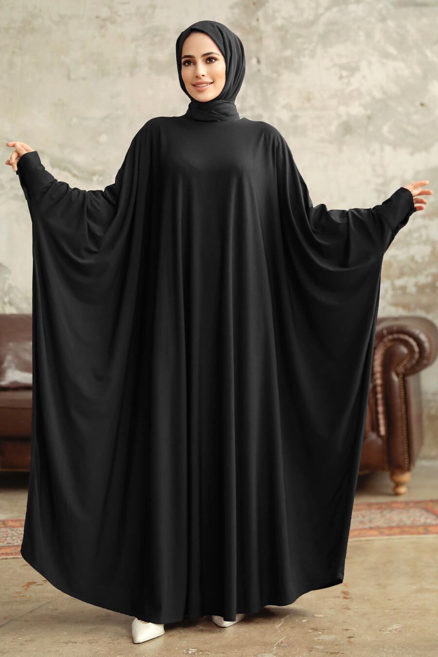 Neva Style - Black Hijab Dress 5867S