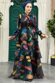Neva Style - Black Hijab For Women Dress 3825S - Thumbnail