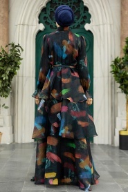 Neva Style - Black Hijab For Women Dress 3825S - Thumbnail