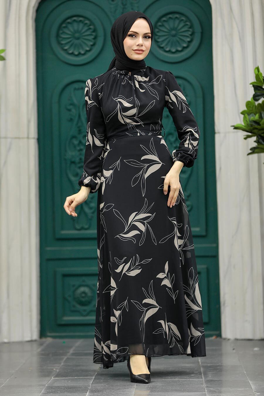 Neva Style - Black Islamic Clothing Dress 27948S
