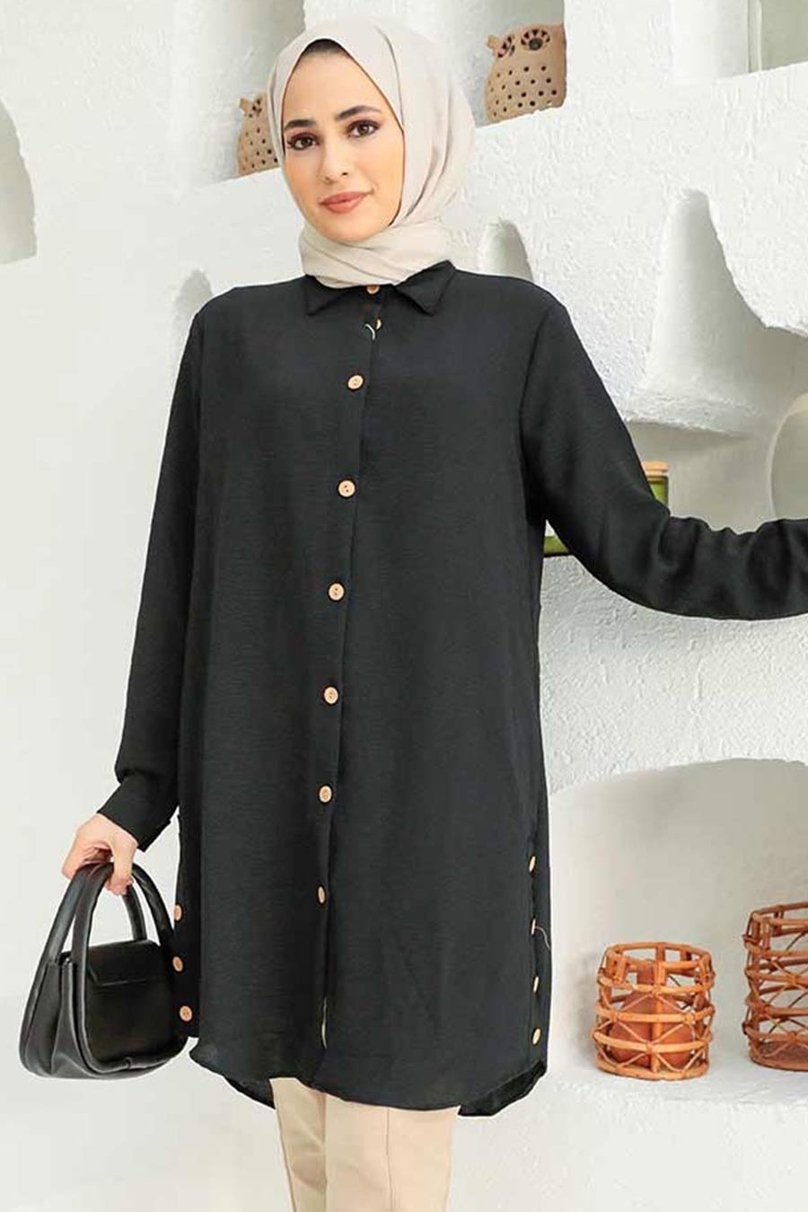 Neva Style - Black Plus Size Tunic 1148S