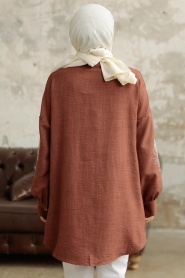 Neva Style - Brown Hijab Tunic 11351KH - Thumbnail