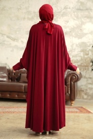 Neva Style - Claret Red Hijab Dress 5867BR - Thumbnail