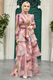 Neva Style - Dusty Rose Hijab For Women Dress 3825GK - Thumbnail