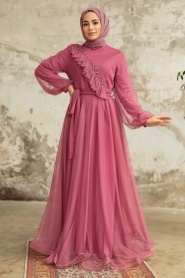 Neva Style - Dusty Rose Tukish Modest Bridesmaid Dress 25841GK - Thumbnail