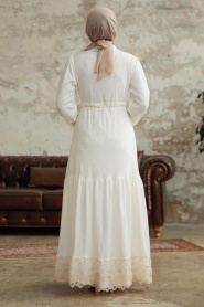Neva Style - Ecru High Quality Dress 5878E - Thumbnail