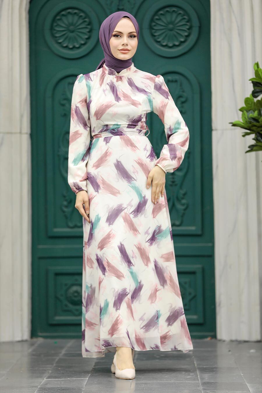Neva Style - Ecru Plus Size Dress 27930E