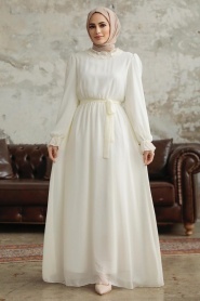 Neva Style - Ecru Plus Size Dress 2971E - Thumbnail