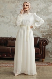 Neva Style - Ecru Plus Size Dress 2971E - Thumbnail