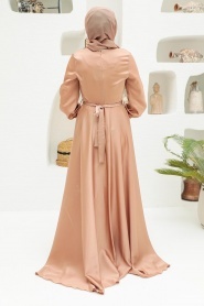 Neva Style - Elegant Beige Muslim Engagement Dress 3460BEJ - Thumbnail