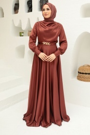 Neva Style - Elegant Brown Muslim Engagement Dress 3460KH - Thumbnail