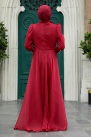 Neva Style - Elegant Claret Red Muslim Engagement Dress 25854BR - Thumbnail