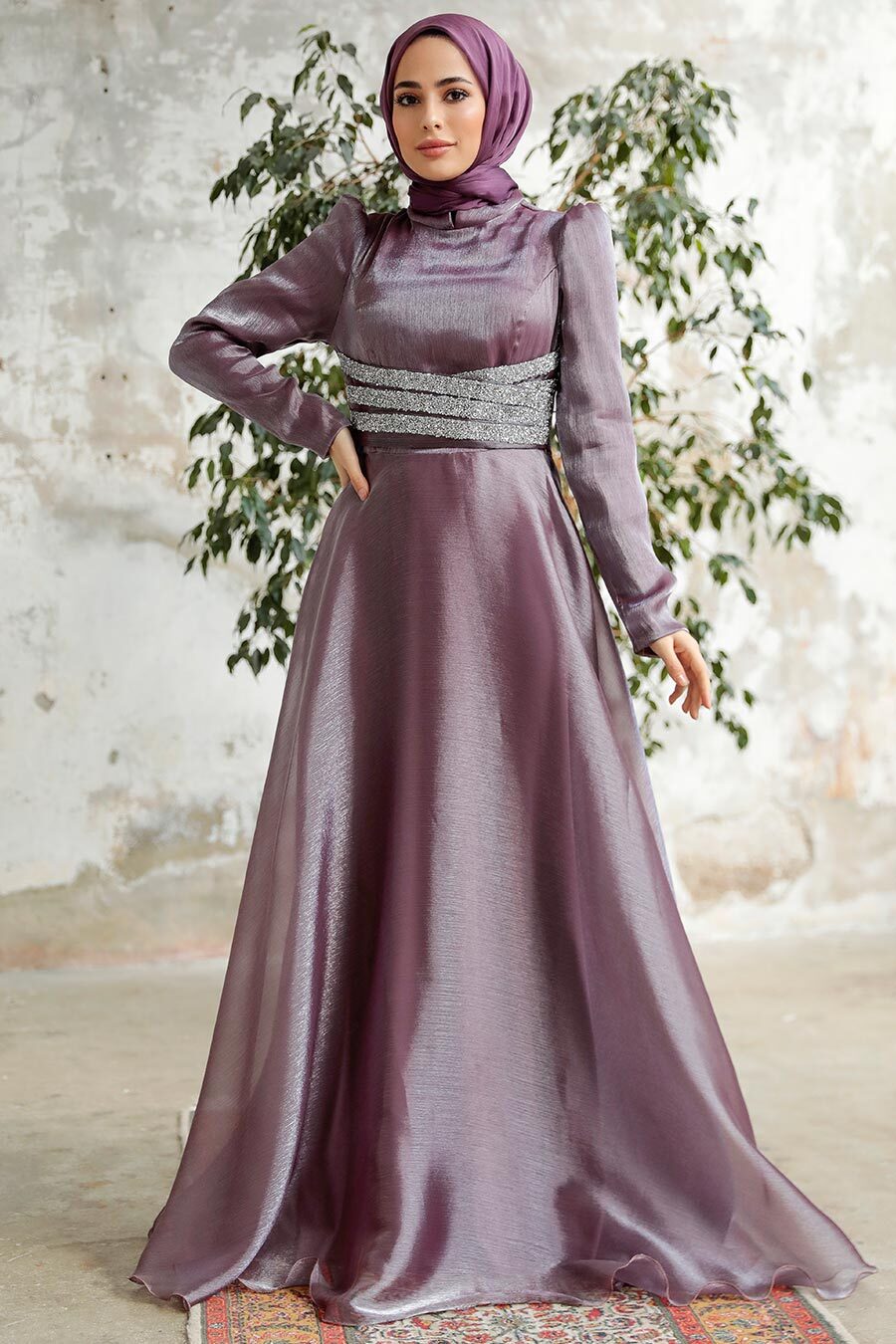 Neva Style - Elegant Dark Lila Muslim Fashion Wedding Dress 3812KLILA