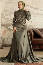 Neva Style - Elegant Khaki Modest Evening Gown 22881HK - Thumbnail