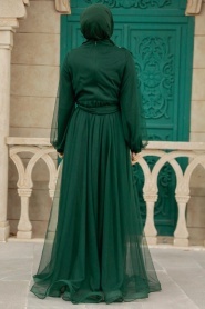 Neva Style - Emerald Green Tukish Modest Bridesmaid Dress 25841ZY - Thumbnail