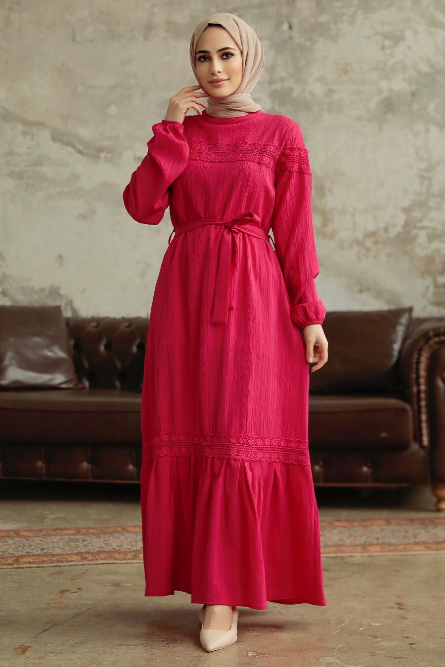 Neva Style - Fushia Islamic Clothing Dress 5877F