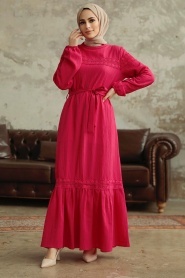 Neva Style - Fushia Islamic Clothing Dress 5877F - Thumbnail