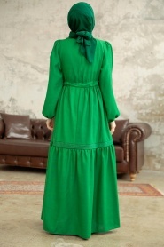 Neva Style - Green Hijab Maxi Dress 5864Y - Thumbnail