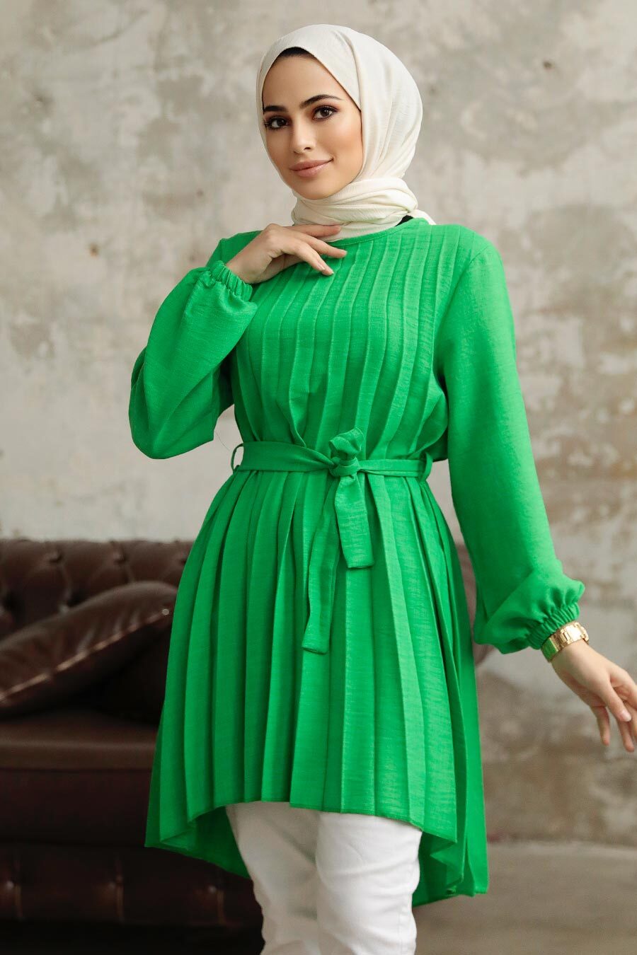 Neva Style - Green Hijab Turkish Tunic 41233Y