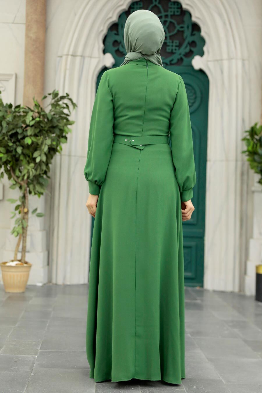 Neva Style - Green Islamic Clothing Dress 3425Y