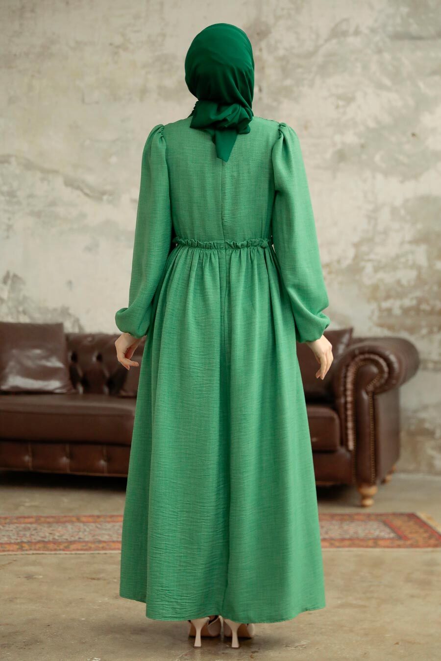 Neva Style - Green Long Dress for Muslim Ladies 5857Y