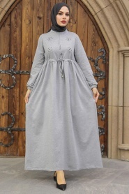 Neva Style - Grey Women Dress 1372GR - Thumbnail