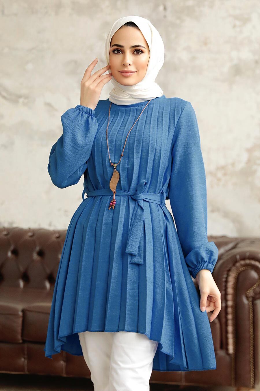 Neva Style - İndigo Blue Hijab Turkish Tunic 41233IM
