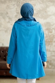 Neva Style - İndigo Blue Long Sleeve Tunic 11281IM - Thumbnail