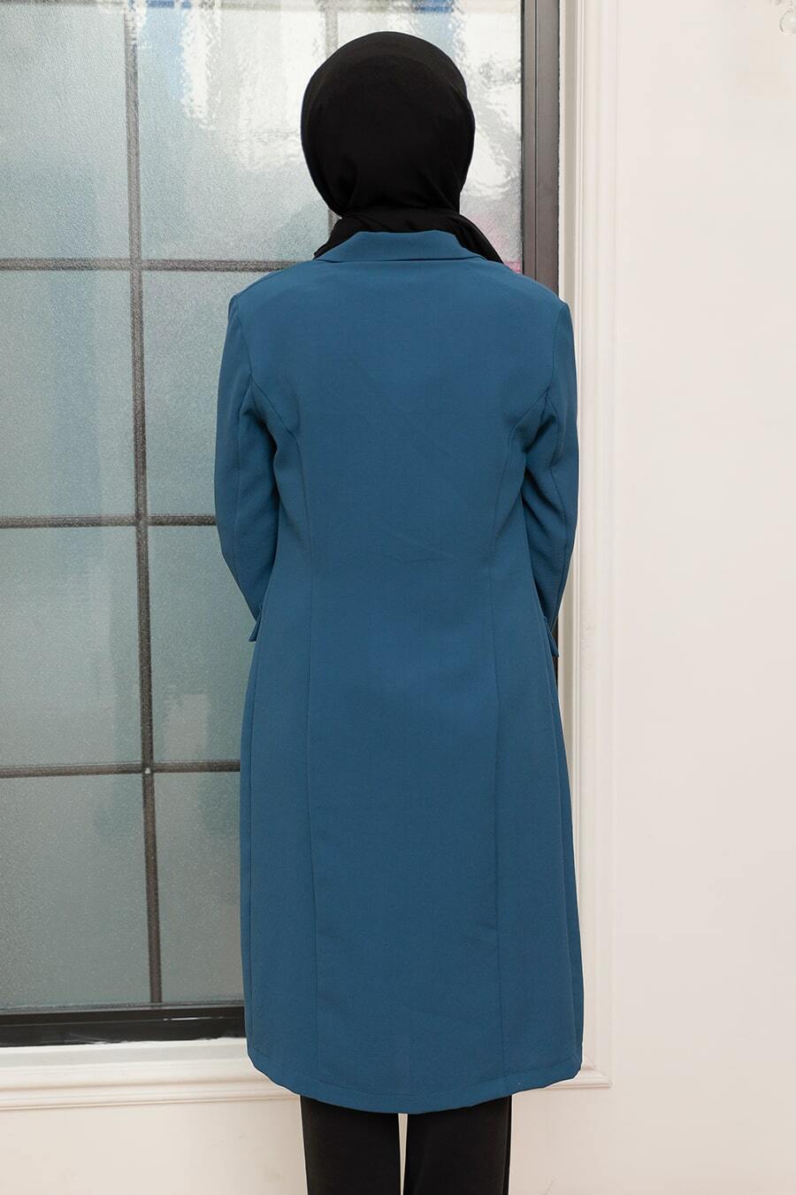Neva Style - İndigo Mavisi Tesettür Blazer Ceket 56950IM