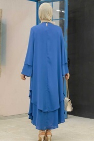 Neva Style - İndigo Mavisi Tesettür Tunik 33170IM - Thumbnail