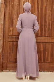 Neva Style - Kemerli Açık Lila Tesettür Elbise 27922ALILA - Thumbnail