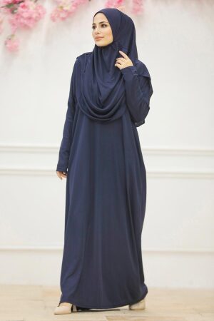 Neva Style - Lacivert Tesettür Namaz Elbisesi 2306L - Thumbnail